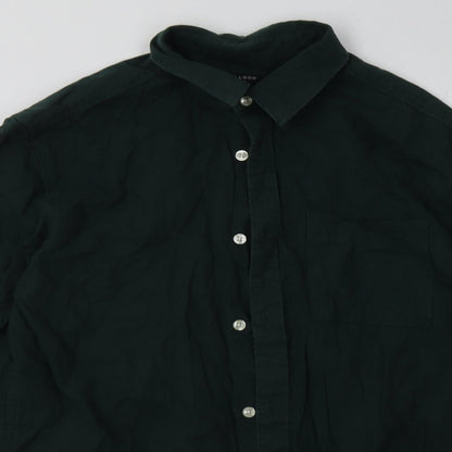 New Look Mens Green  Cotton  Button-Up Size M Collared Button