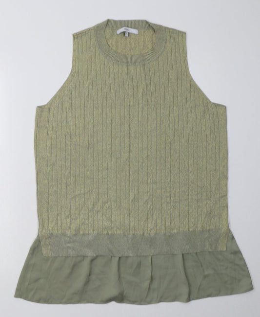 NEXT Womens Gold  Viscose Basic Tank Size L Crew Neck