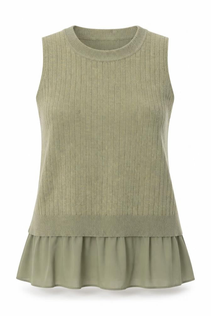 NEXT Womens Gold  Viscose Basic Tank Size L Crew Neck