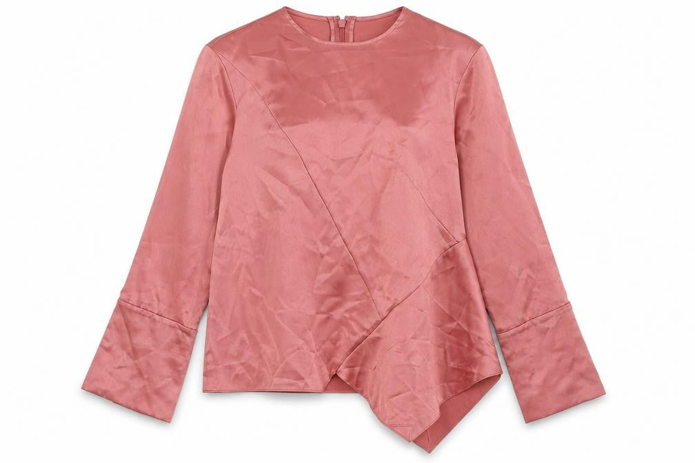 Topshop Womens Pink  Polyester Basic Blouse Size 8 Crew Neck
