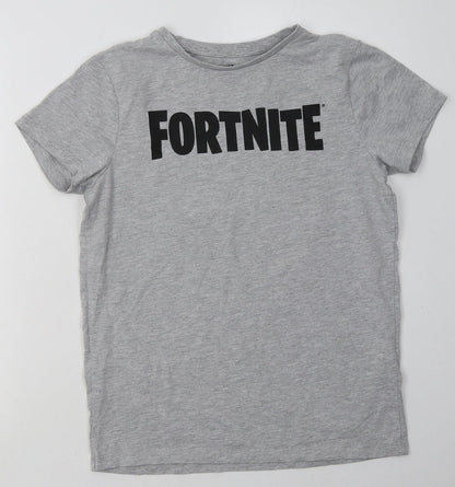 Preloved Primark Womens Grey  Coir Basic T-Shirt Size L Crew Neck - Fortnite - Front