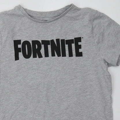 Preloved Primark Womens Grey  Coir Basic T-Shirt Size L Crew Neck - Fortnite - Detail