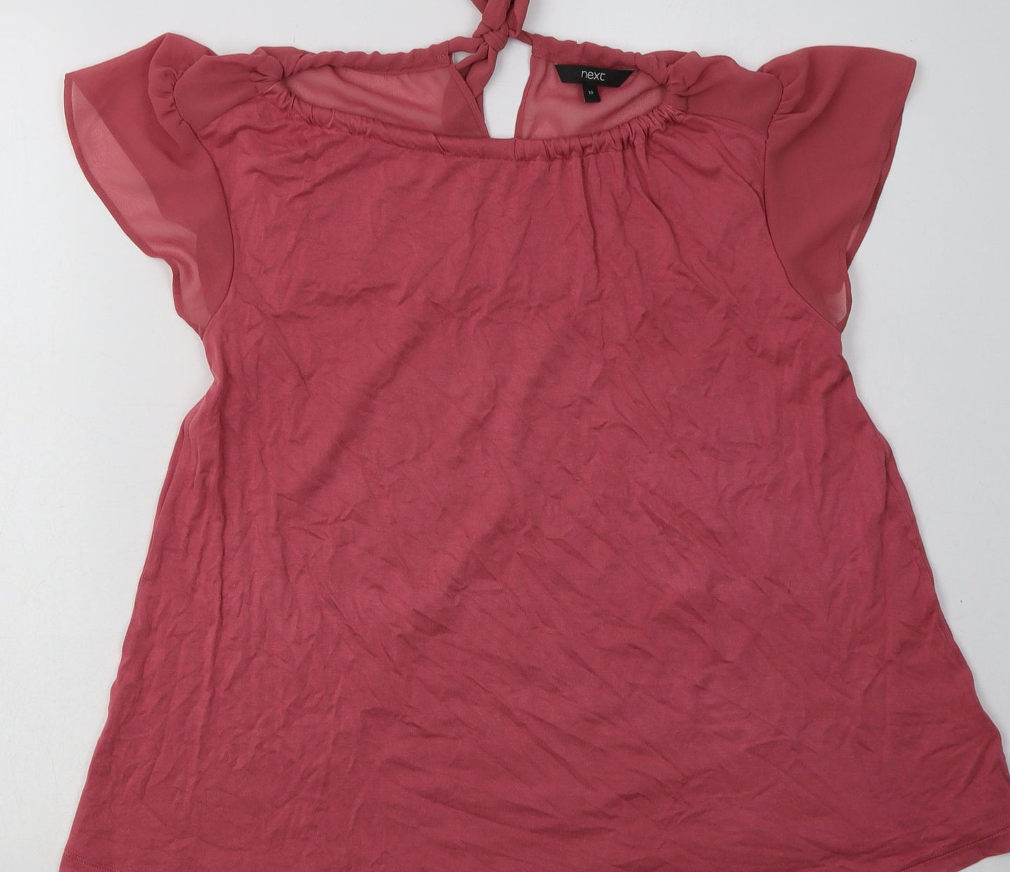 NEXT Womens Pink  Viscose Basic T-Shirt Size 10 Crew Neck