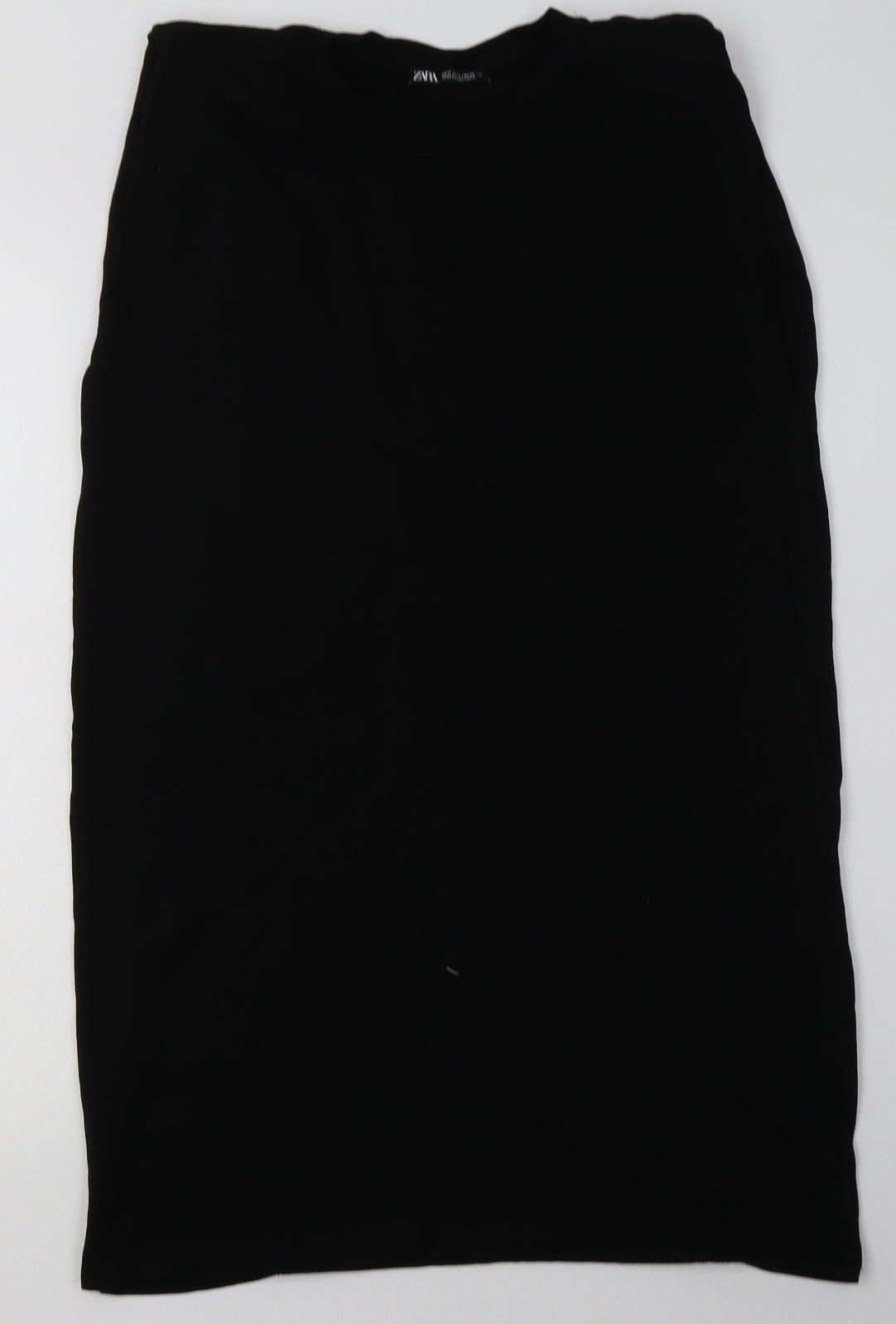 Zara Womens Black  Cotton Tank Dress  Size M  Crew Neck Pullover