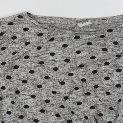 TU Girls Grey Polka Dot Viscose Basic Casual Size 8 Years Crew Neck Pullover