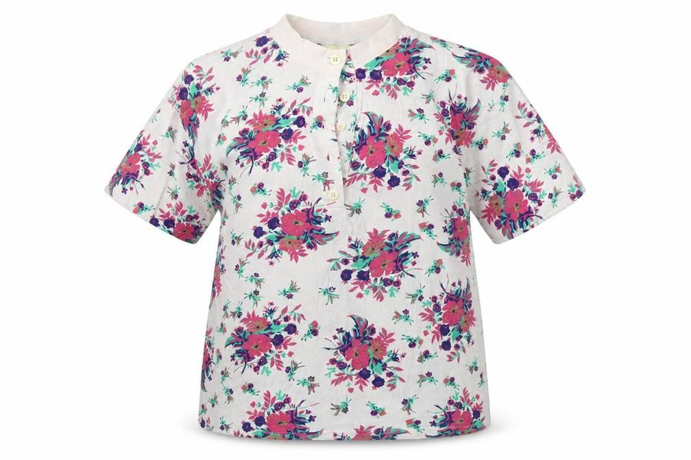 Casual Woman Womens Pink Floral Cotton Basic T-Shirt Size 12 Halter