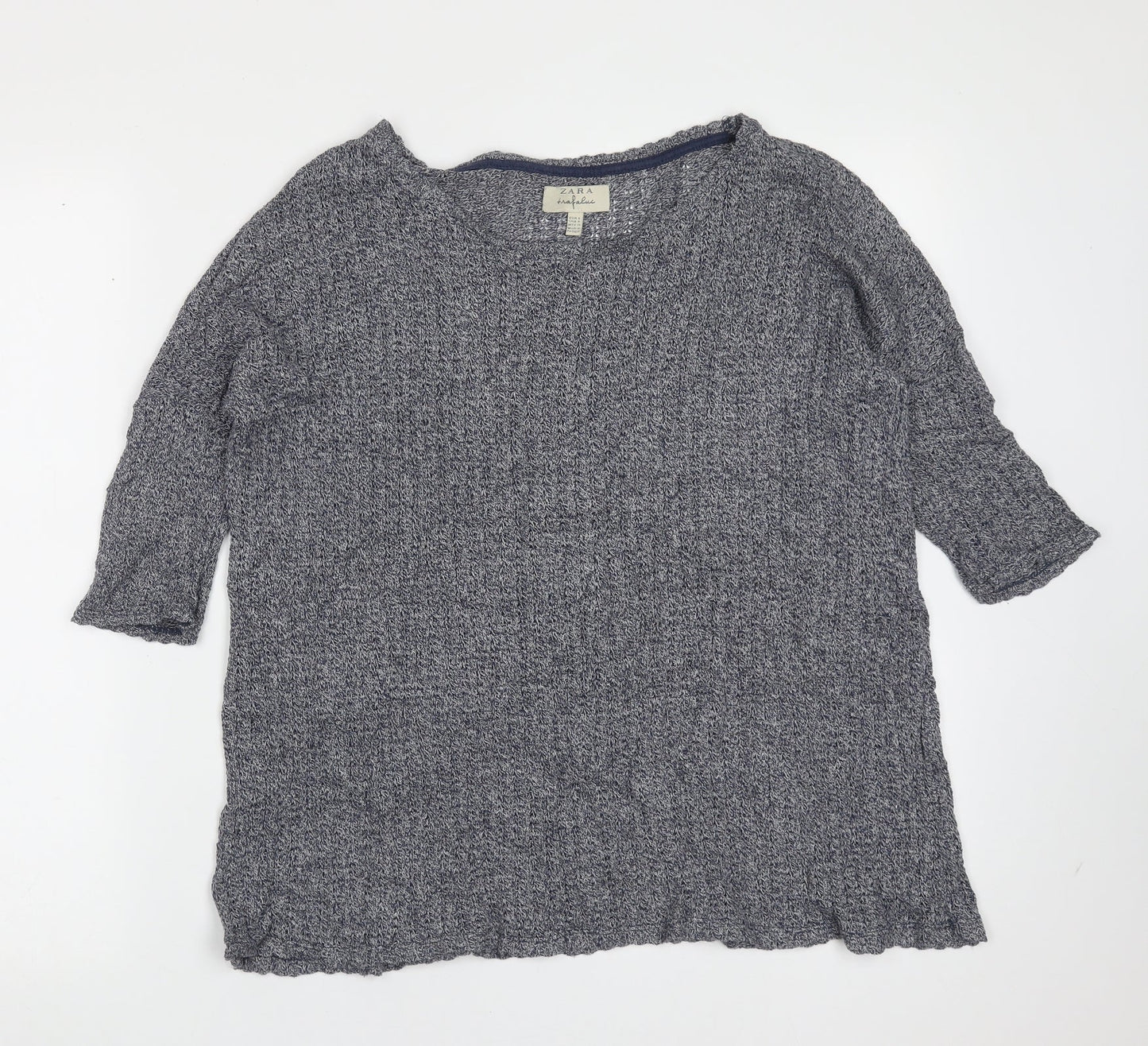 Zara Womens Blue Round Neck  Polyester Pullover Jumper Size S