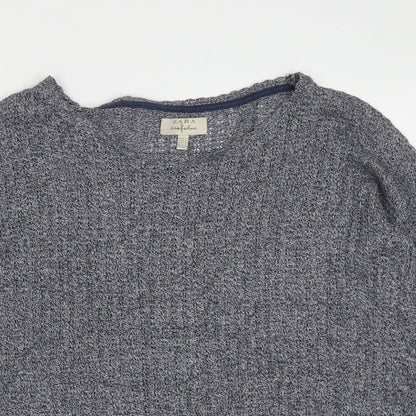 Zara Womens Blue Round Neck  Polyester Pullover Jumper Size S