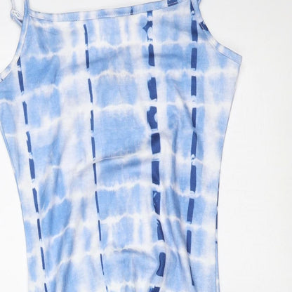 SHEIN Womens Blue Tie Dye Polyester Mini  Size XS  Square Neck  - ruched
