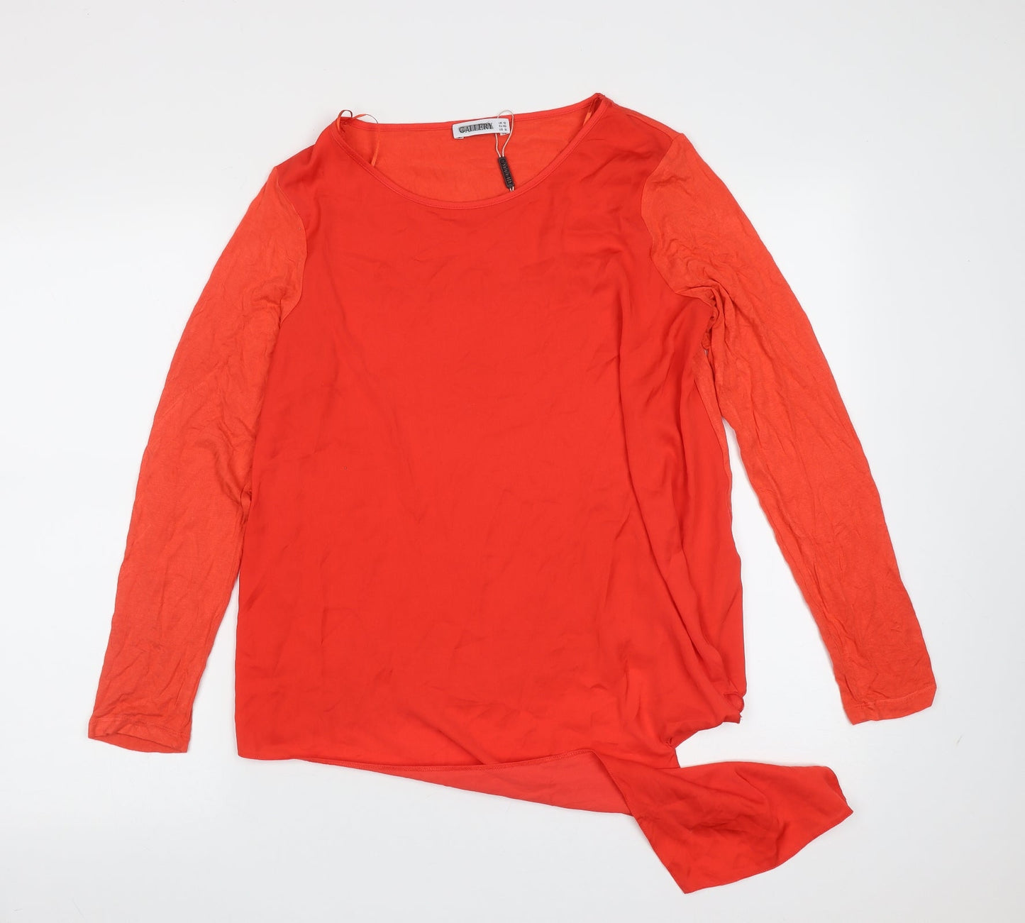 Gallery Womens Red  Viscose Basic Blouse Size 12 Round Neck