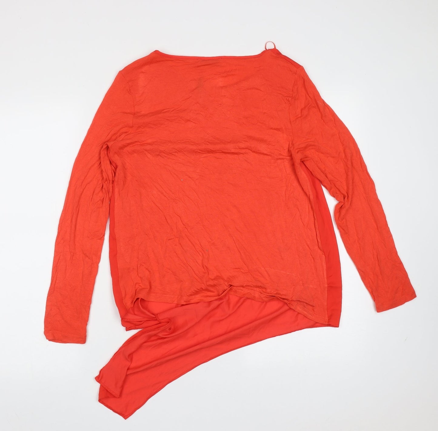 Gallery Womens Red  Viscose Basic Blouse Size 12 Round Neck