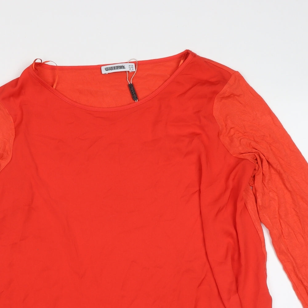 Gallery Womens Red  Viscose Basic Blouse Size 12 Round Neck
