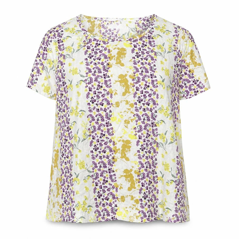 Principles Womens Ivory Floral Viscose Basic Blouse Size 20 Round Neck
