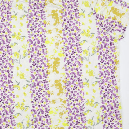 Principles Womens Ivory Floral Viscose Basic Blouse Size 20 Round Neck