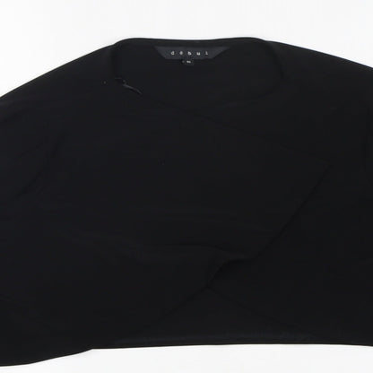 Debut Womens Black  Polyester Wrap Blouse Size M V-Neck