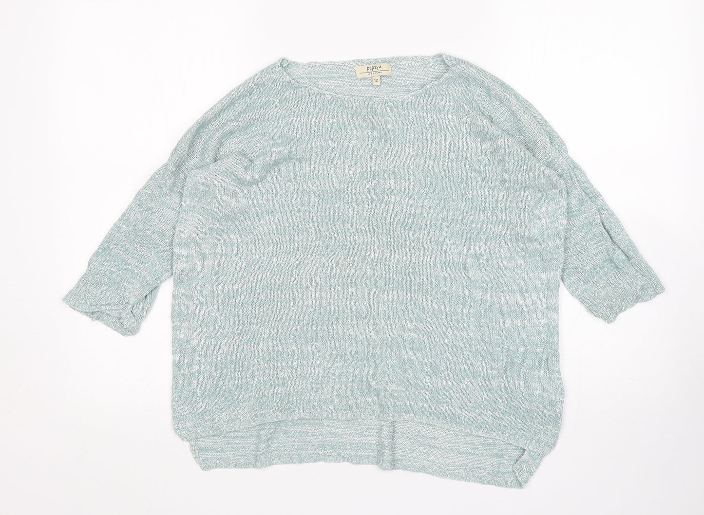 Papaya Womens Green Round Neck  Viscose Pullover Jumper Size 12