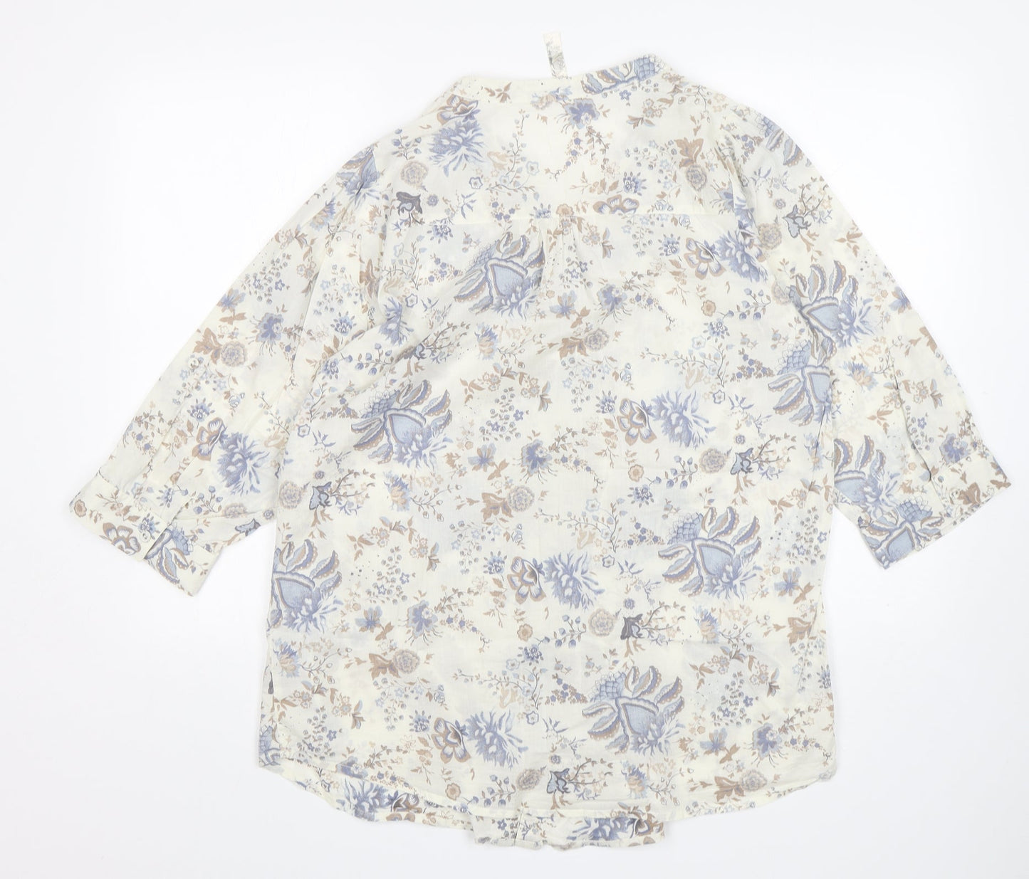 Preworn Womens Multicoloured Floral Cotton Basic Button-Up Size 18 V-Neck