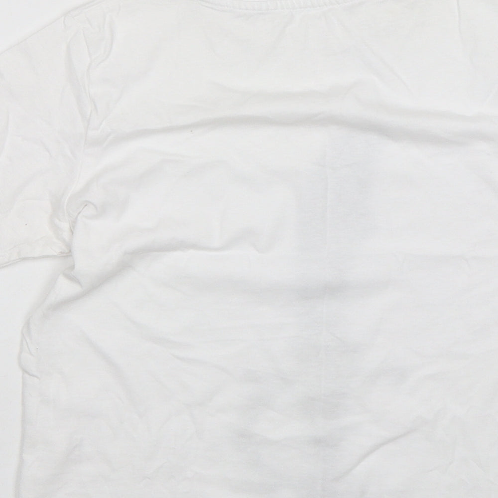TU Boys White  Cotton Basic T-Shirt Size 8 Years Round Neck