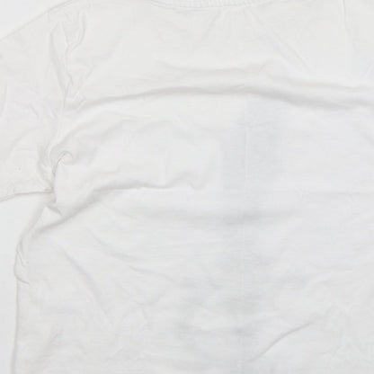 Tu Boys White  Cotton Basic T-Shirt Size 8 Years Round Neck