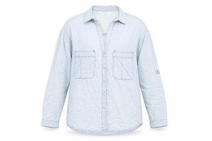 Zara Womens Blue  Lyocell Basic Button-Up Size XS Collared