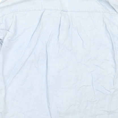Zara Womens Blue  Lyocell Basic Button-Up Size XS Collared