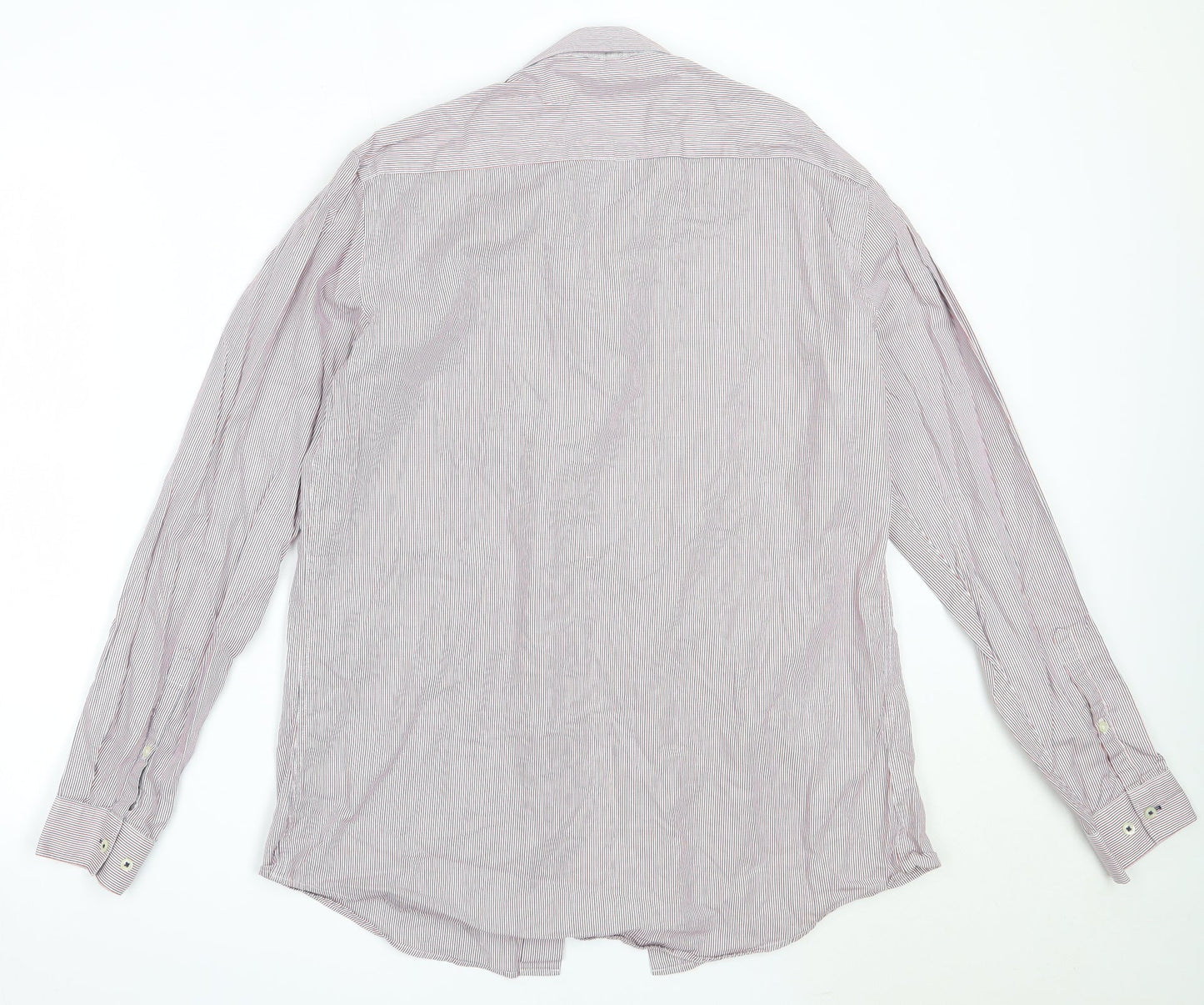 NEXT Mens Red Striped Cotton  Button-Up Size 15.5 Collared