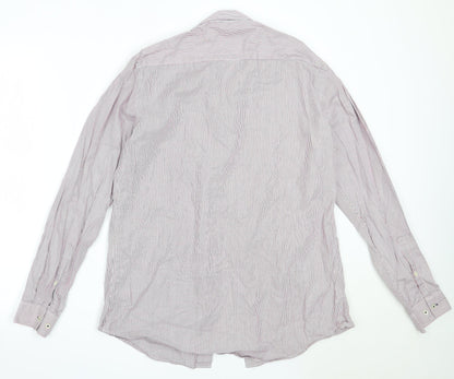 Next Mens Red Striped Cotton  Button-Up Size 15.5 Collared
