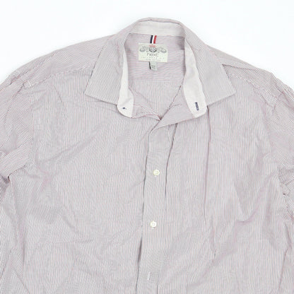 Next Mens Red Striped Cotton  Button-Up Size 15.5 Collared