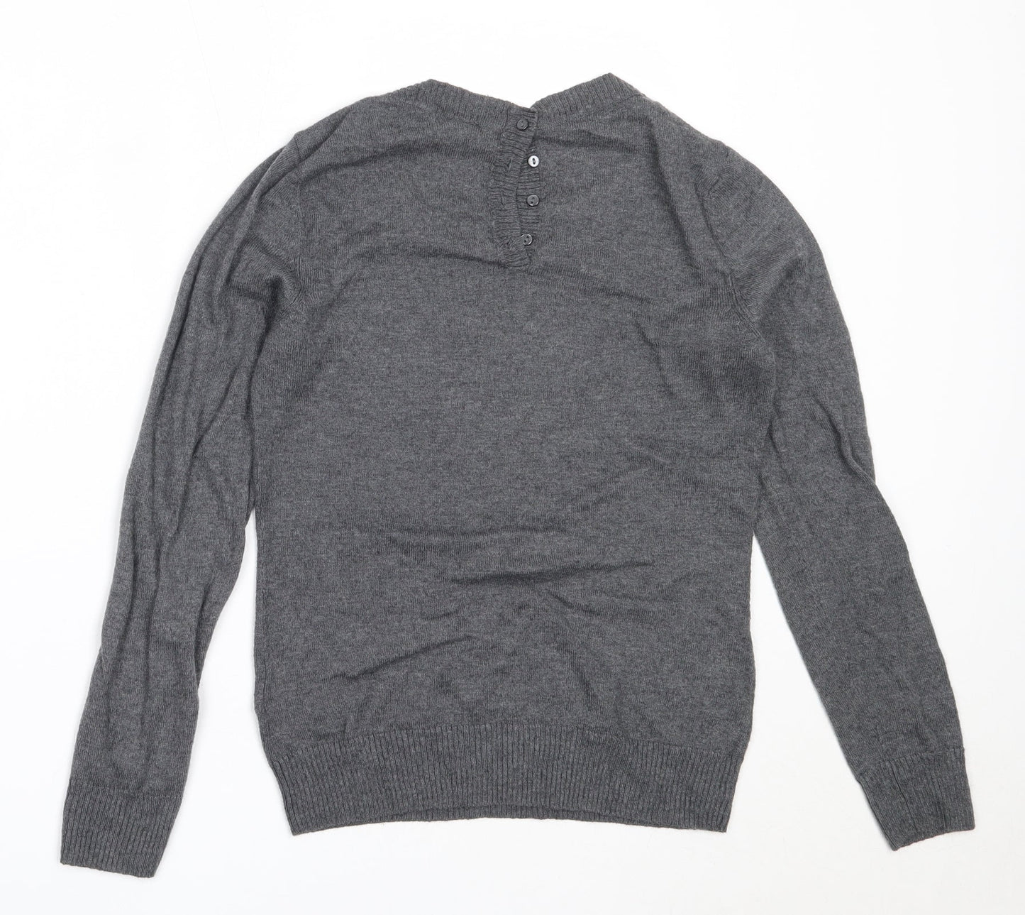 H&M Womens Grey Round Neck  Polyamide Pullover Jumper Size S