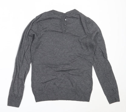 H&M Womens Grey Round Neck  Polyamide Pullover Jumper Size S