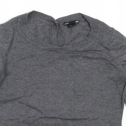 H&M Womens Grey Round Neck  Polyamide Pullover Jumper Size S