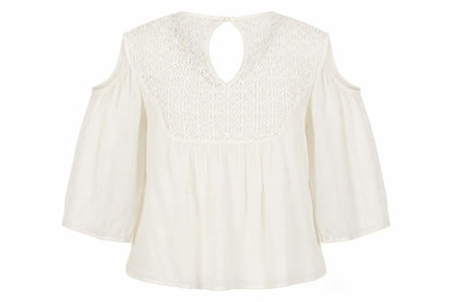 Zara Womens White  Polyester Basic Blouse Size XS Round Neck