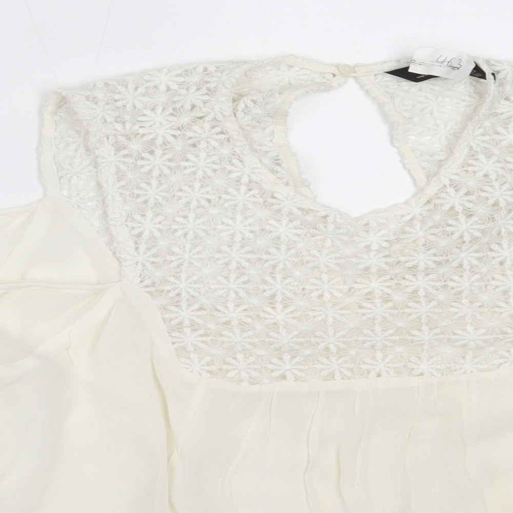 Zara Womens White  Polyester Basic Blouse Size XS Round Neck