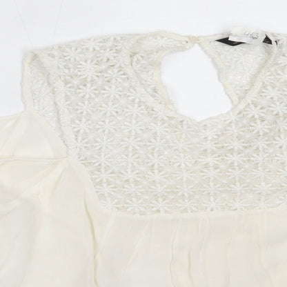 Zara Womens White  Polyester Basic Blouse Size XS Round Neck