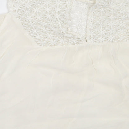 Zara Womens White  Polyester Basic Blouse Size XS Round Neck