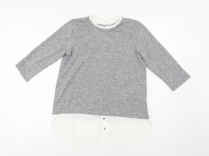 Preloved Dorothy Perkins Womens Grey Collared  Polyester Pullover Jumper Size 6 - Front