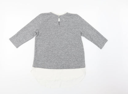 Preloved Dorothy Perkins Womens Grey Collared  Polyester Pullover Jumper Size 6 - Back