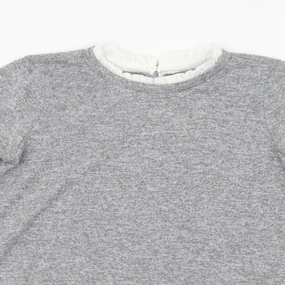 Preloved Dorothy Perkins Womens Grey Collared  Polyester Pullover Jumper Size 6 - Detail