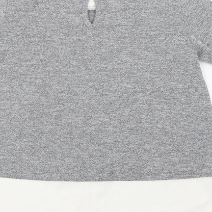 Preloved Dorothy Perkins Womens Grey Collared  Polyester Pullover Jumper Size 6 - Label