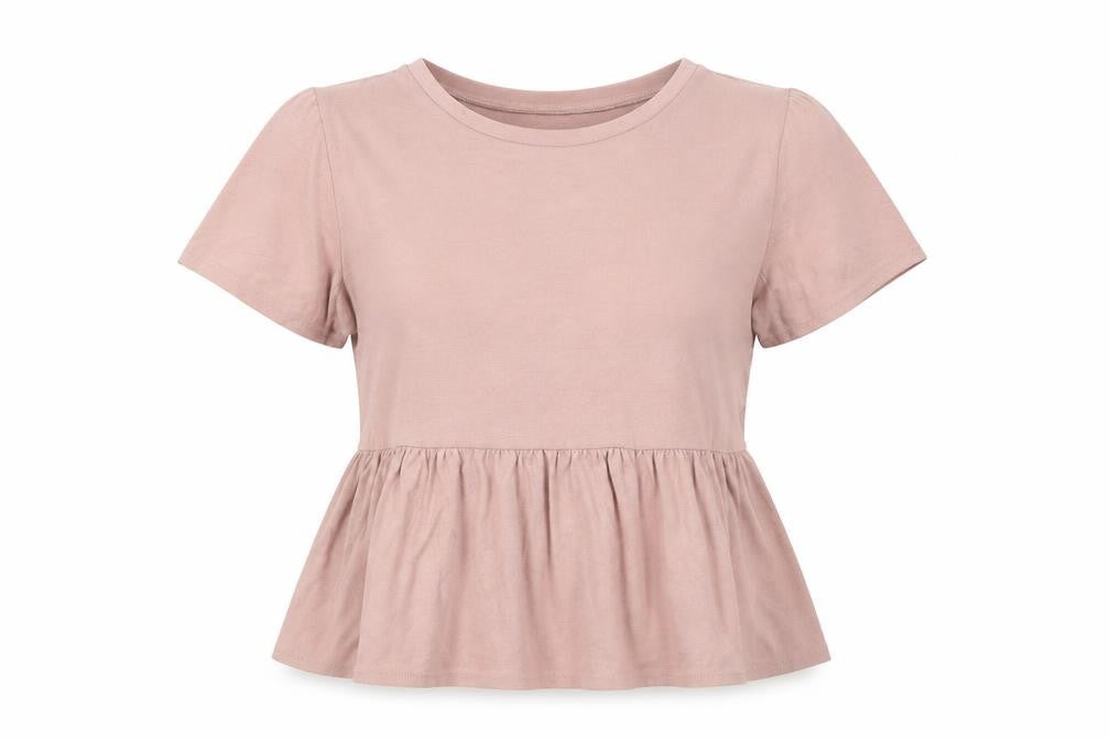 Newwq Look Womens Pink  Viscose Basic Blouse Size 10 Crew Neck