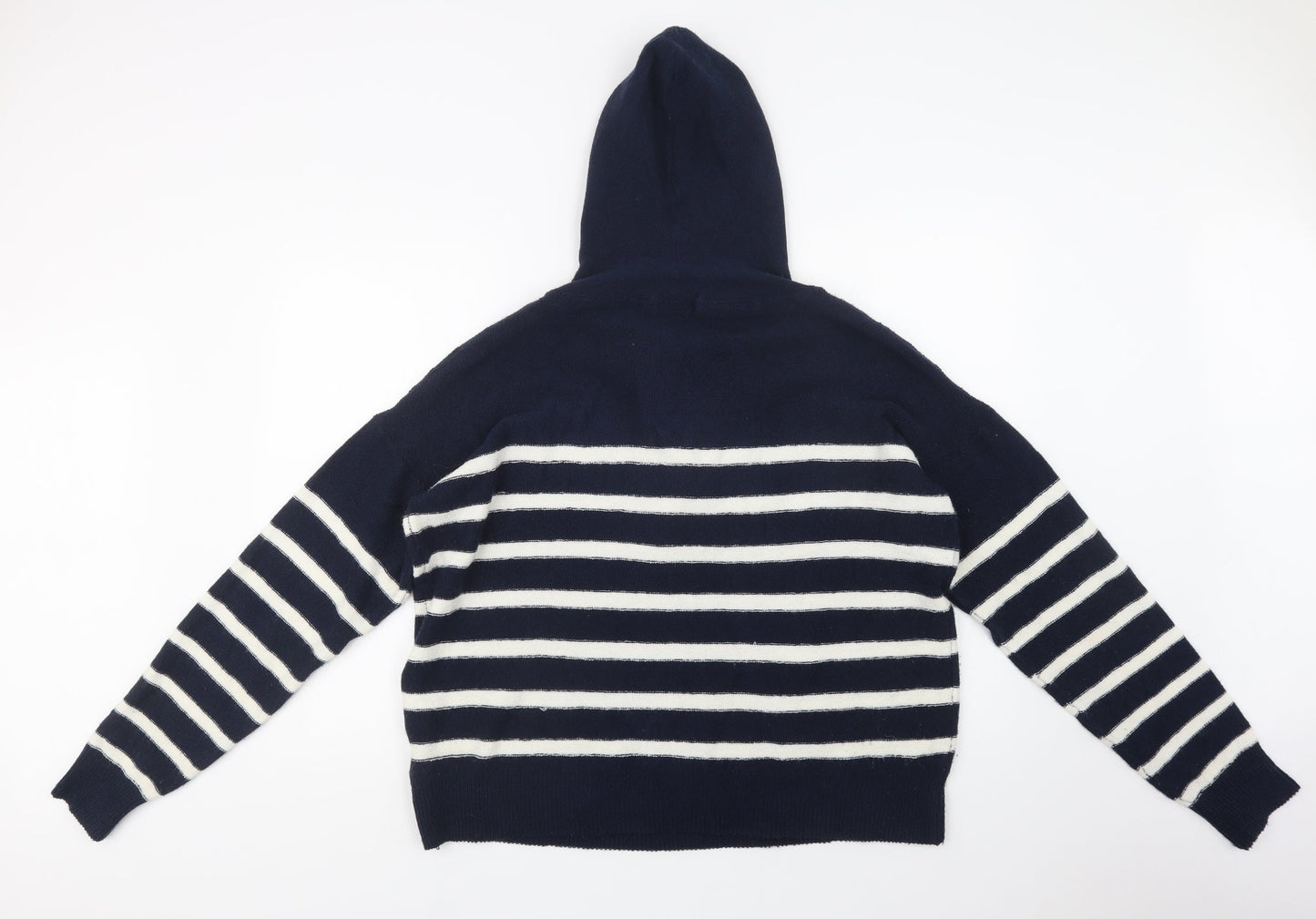 Brave Soul Womens Blue High Neck Striped Acrylic Pullover Jumper Size L