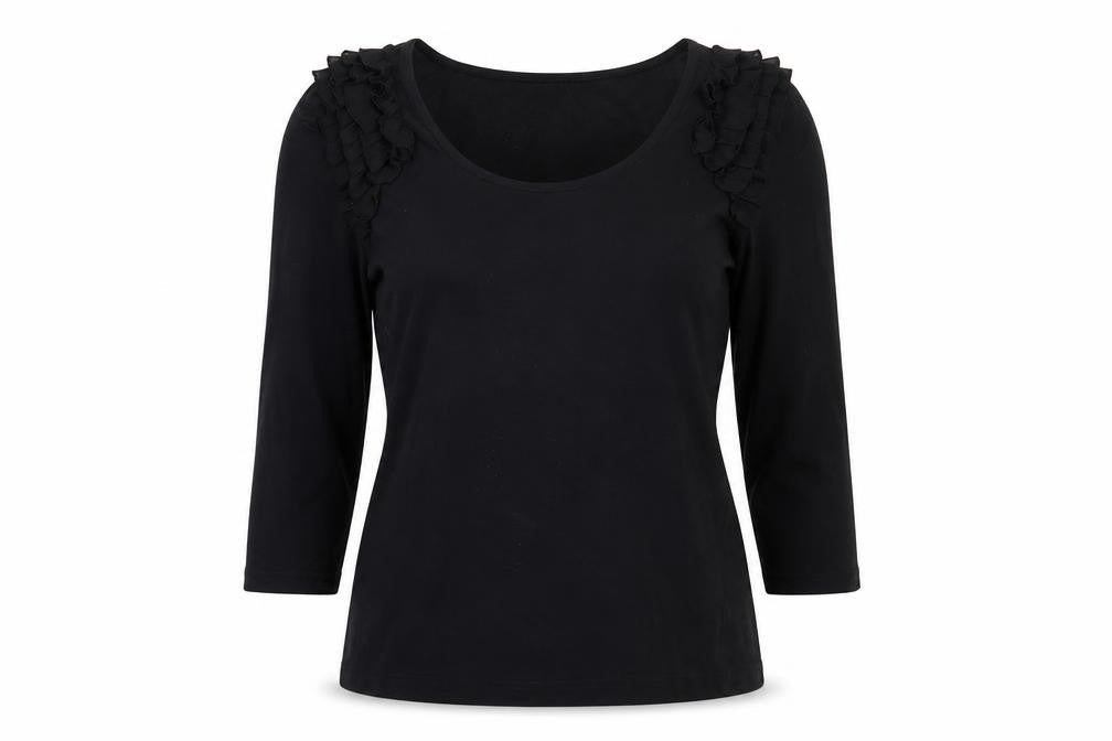 Oasis Womens Black  Cotton Basic Blouse Size S Scoop Neck