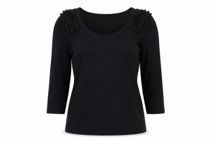 Oasis Womens Black  Cotton Basic Blouse Size S Scoop Neck
