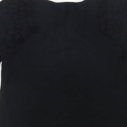 Oasis Womens Black  Cotton Basic Blouse Size S Scoop Neck