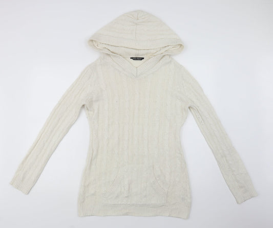 Select Womens Ivory V-Neck  Acrylic Pullover Jumper Size 16