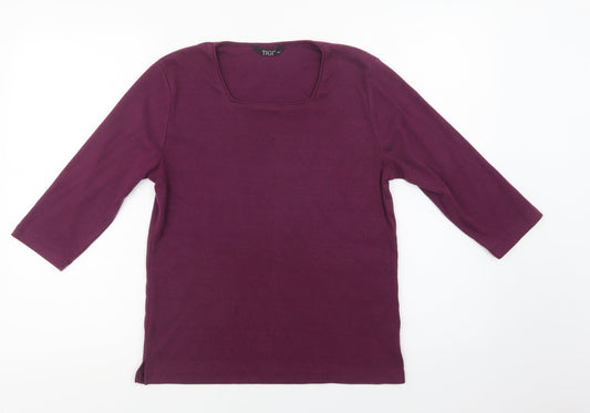 Tigi Womens Purple  Polyester Basic Blouse Size 12 Square Neck