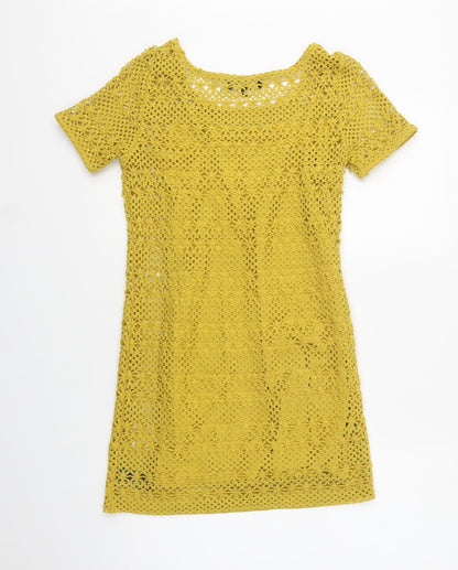 Preloved NEXT Womens Yellow  Polyester Shift  Size 6  Round Neck - Back
