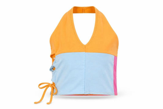 Boohoo Womens Multicoloured Colourblock Polyester Cropped Tank Size 16 Halter