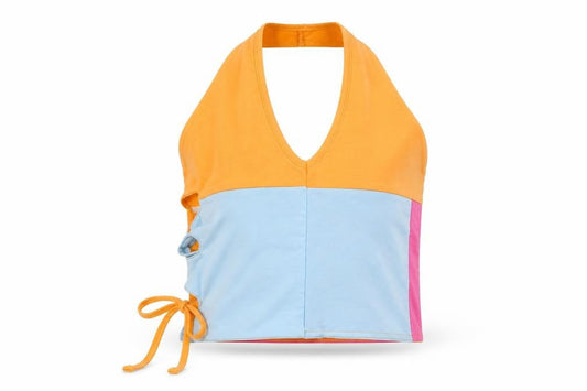 Boohoo Womens Multicoloured Colourblock Polyester Cropped Tank Size 16 Halter
