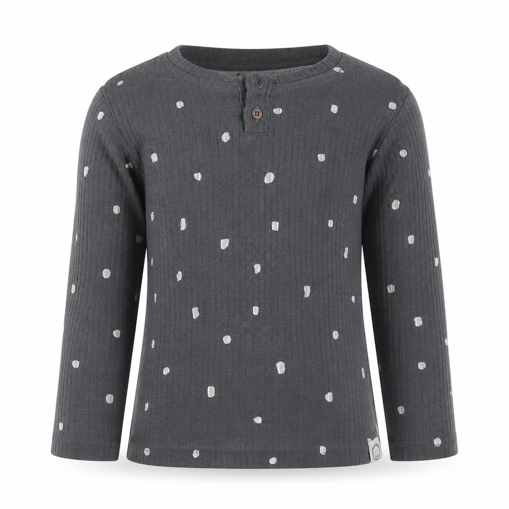 George Girls Grey Polka Dot Cotton Basic T-Shirt Size 4-5 Years Henley Pullover